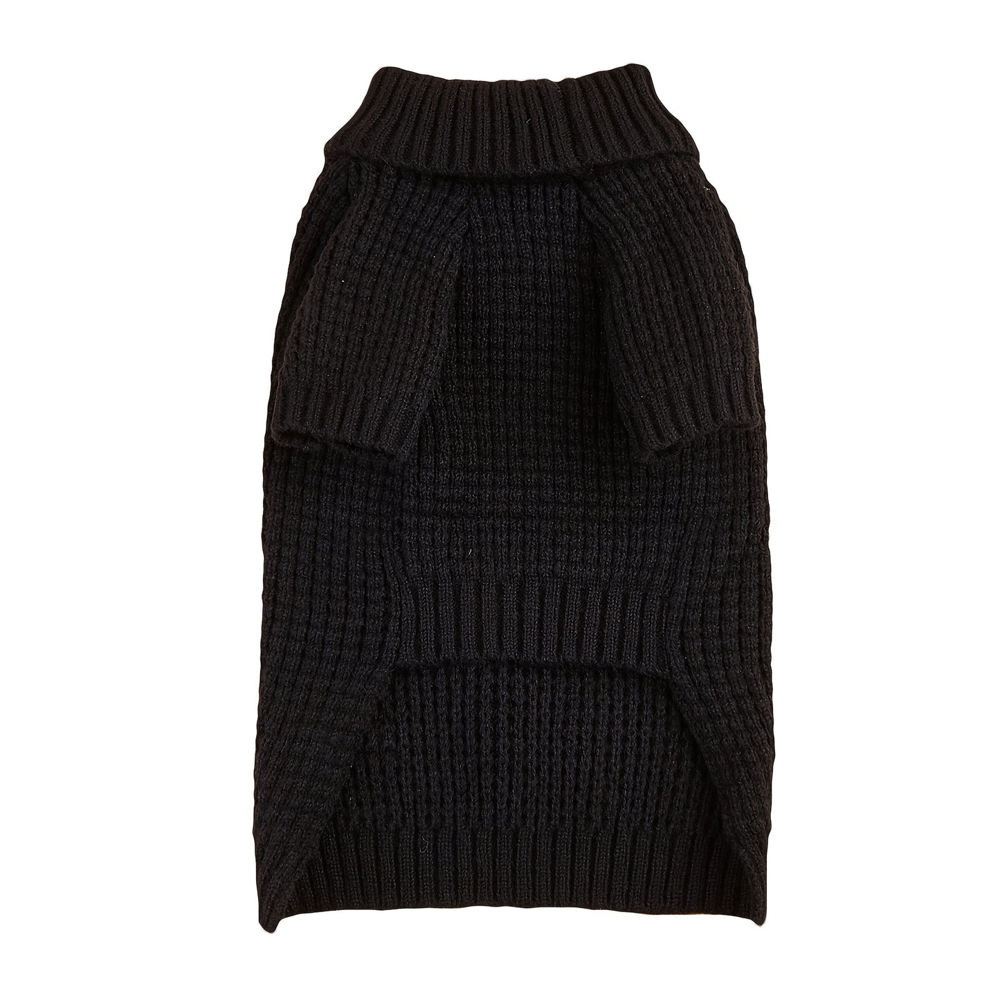 Dog Turtleneck Sweater Black - High Neck Ribbed Cuffs Warm Pet Sweater for Small Medium Large Dogs & Cats, Full-Belly Snap Button Closure, Soft Polyester Dog Knit Sweater XS to XXL