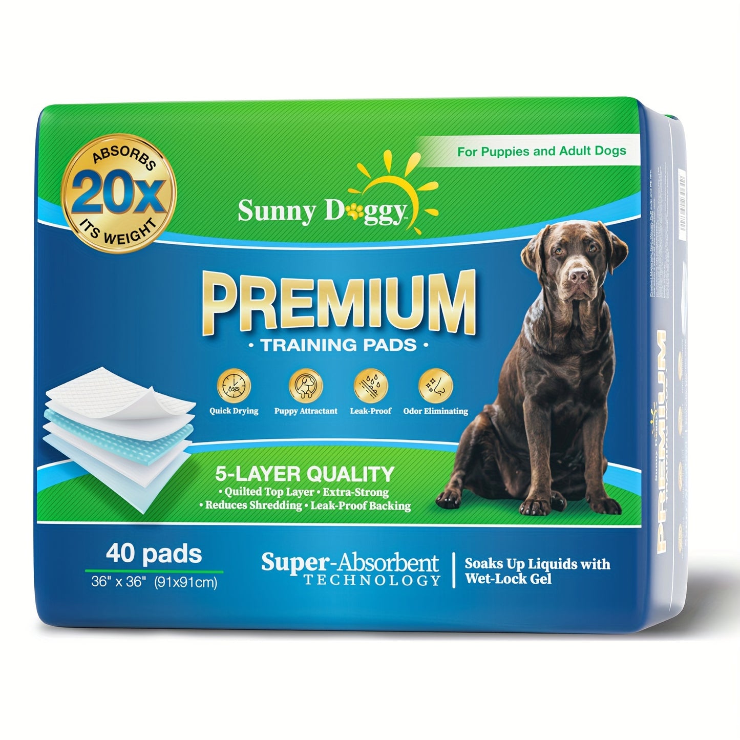 Dog Training Pads for Puppies Large - Disposable Pee Pads with Odor Control, Leak-Proof & Super Absorbent - Puppy Potty Pads for Housebreaking, 40/50/120 Count