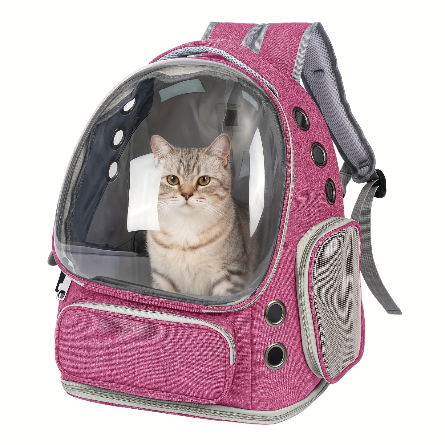 Cat Carrier Backpack Bubble Window Space Capsule Transparent Breathable Travel Bag for Cats & Kittens, Airline Approved Zipper & Pet Door Entry All-Season Cat Backpack, Black Blue Brown Green Gray Pink
