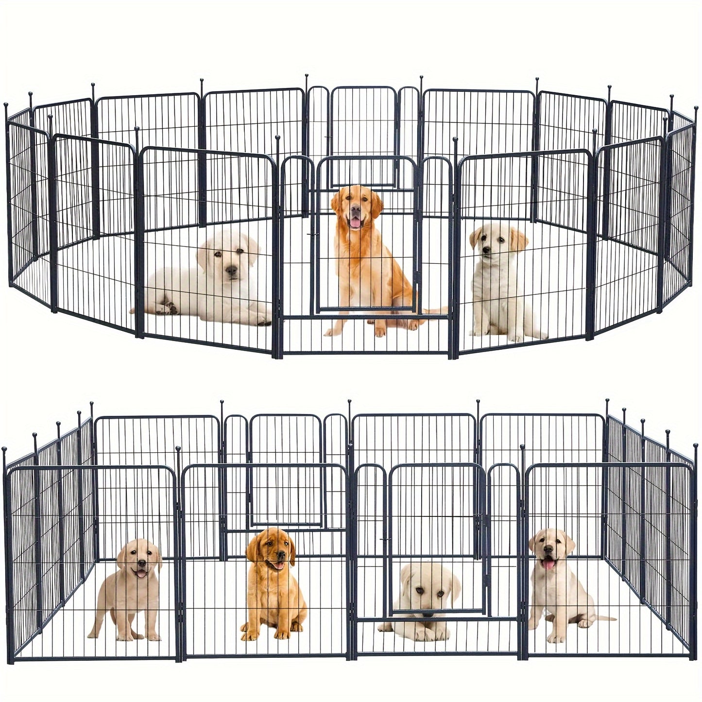 Outdoor Dog Enclosure Fence Panels – 32" Heavy Duty Hammer Design Dog Playpen, Expandable Garden Barrier for Small to Medium Dogs, 8 / 16 / 24 / 32 Panel Options