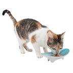 Elevated Oval Ceramic Cat Bowl with Wide Whisker-Friendly Shape for Wet or Dry Food and Easier Mealtimes source image 1