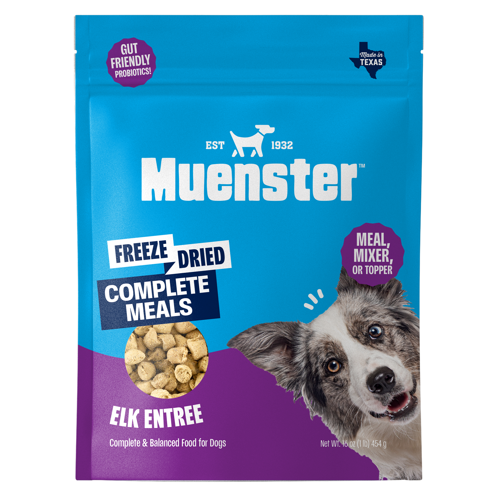 Freeze-Dried Elk Dog Food and Treat Bites in 5 oz and 16 oz Bags, Complete Recipe for All Life Stages source image 1