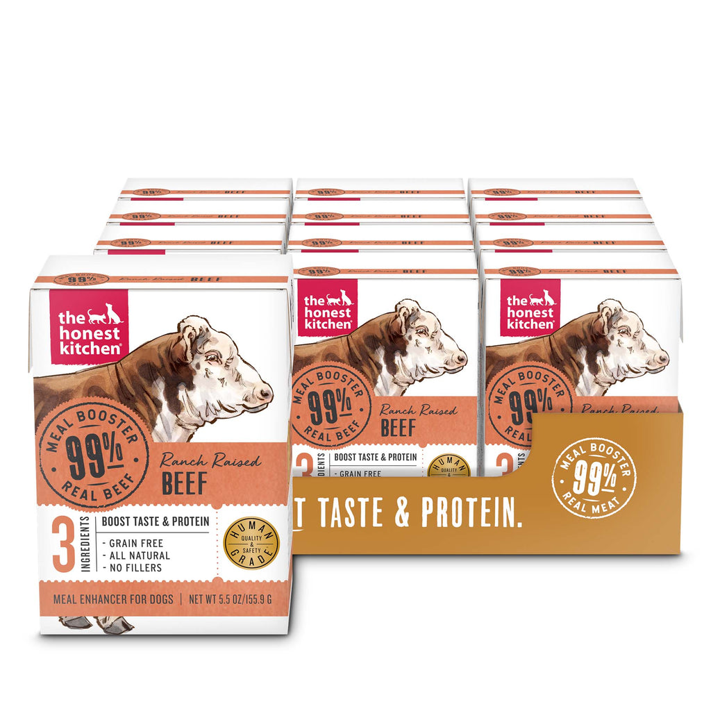 99% Beef Dog Food Meal Booster, Human-Grade High-Protein Topper in Twelve 5.5 oz Pour-and-Serve Packs source image 1