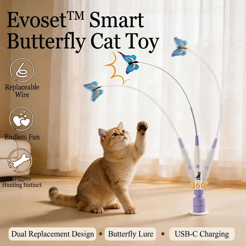 Automatic Butterfly Cat Toy, Rechargeable 360-Degree Chaser for Indoor Exercise with Suction-Cup Mount source image 1