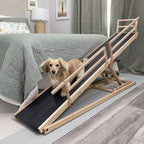 Adjustable Solid Maple Dog Ramp for Beds from 12 to 37 Inches High with Side Rails and Non-Slip Traction product image 1