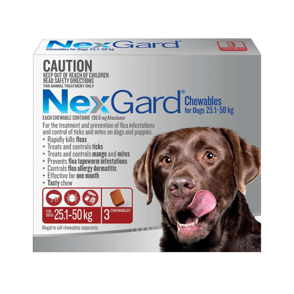 Oral Flea and Tick Medication for Dogs, Monthly Beef-Flavored Chewables for 60.1-121 lb Large Breeds in 3- or 6-Dose Packs source image 1