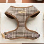 Adjustable Plaid Dog Harness for Comfortable Walks, Lightweight Polyester Design in Five Sizes source image 1