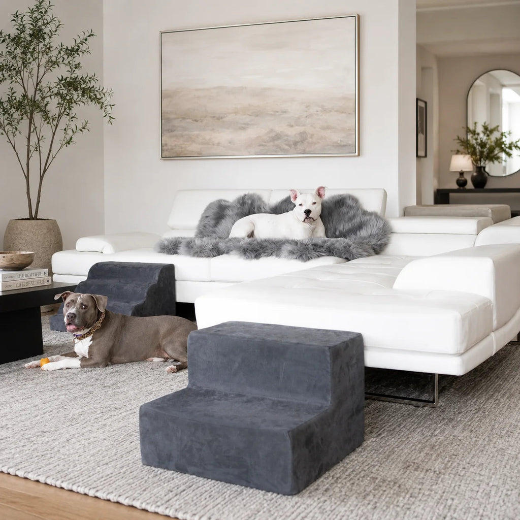 Foam Pet Stairs for Beds and Sofas, Supportive Micro Suede Steps in Three Heights and Four Colors source image 1