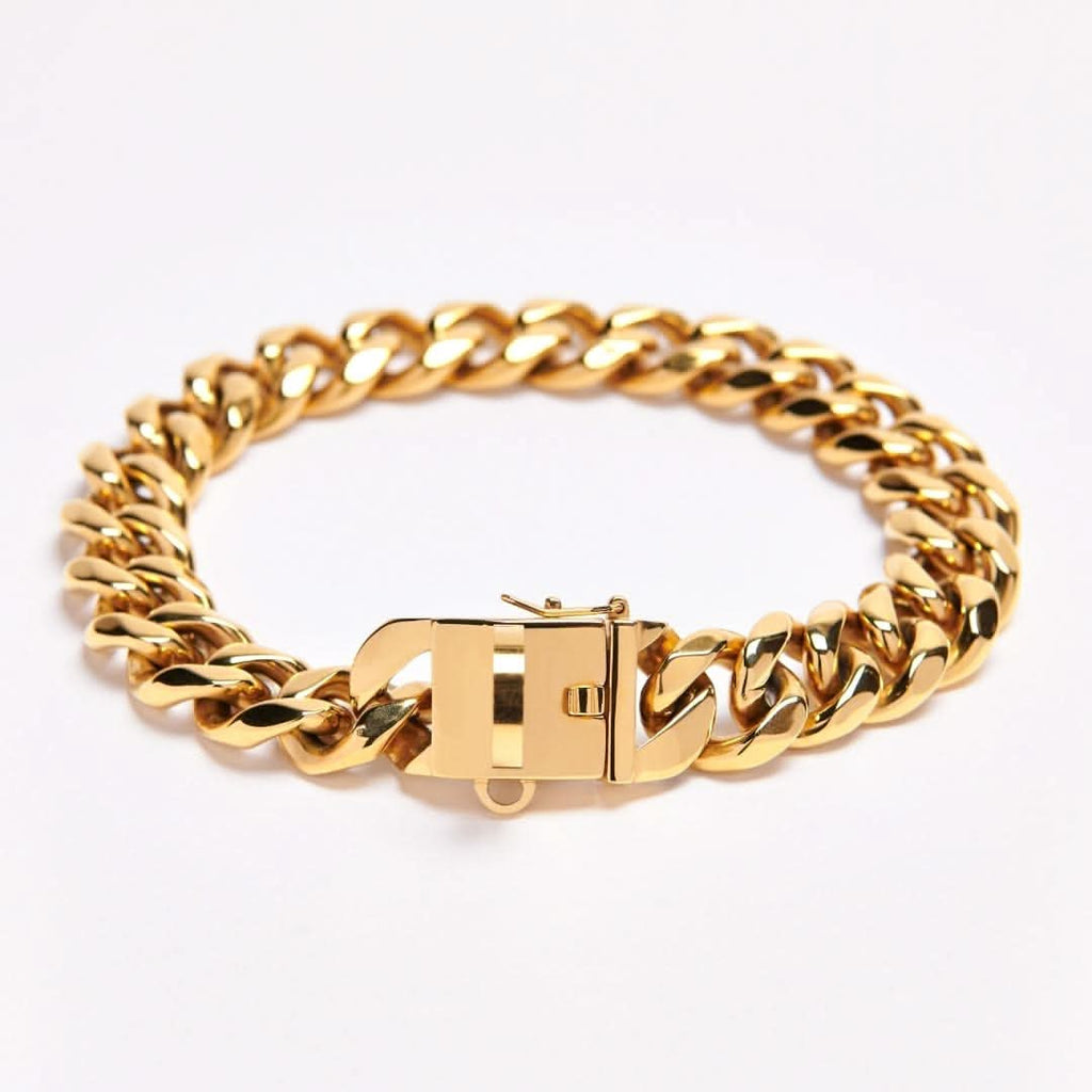 Gold Cuban Link Dog Collar in Nine Lengths from 9.8 to 25.6 Inches for a Bold Everyday Look product image 1