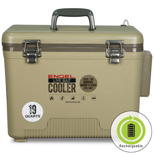 19 Quart Live Bait Cooler, USB-C Rechargeable Aerator and Stainless Hardware for Fishing Trips source image 1