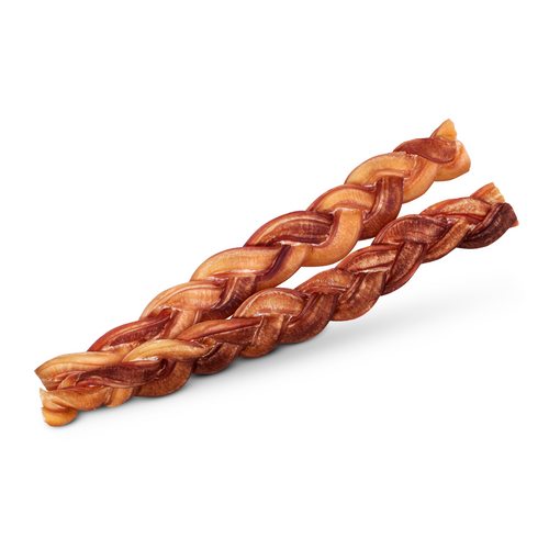 12-Inch Braided Bully Sticks for Heavy Chewers, All-Natural Beef Dog Treats in 5- or 10-Count Packs source image 1