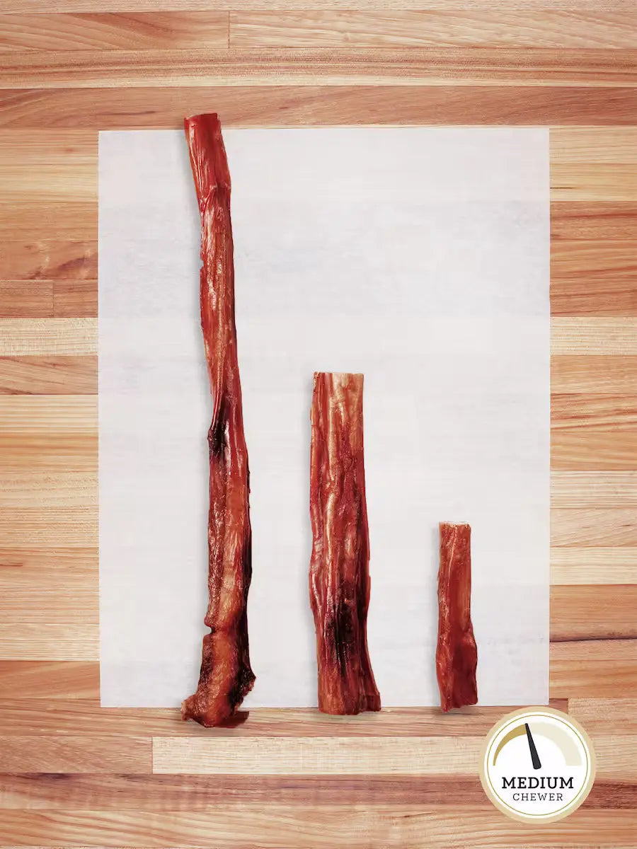 Grass-Fed Beef Bully Sticks for Dogs, Dehydrated No-Odor Chews in 3–5, 6–7 and 11–12 Inch Sizes source image 1