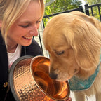 Hand-Hammered Pure Copper Pet Water Bowl for Cats and Dogs, Polished Finish in 27 oz and 51 oz Sizes source image 1