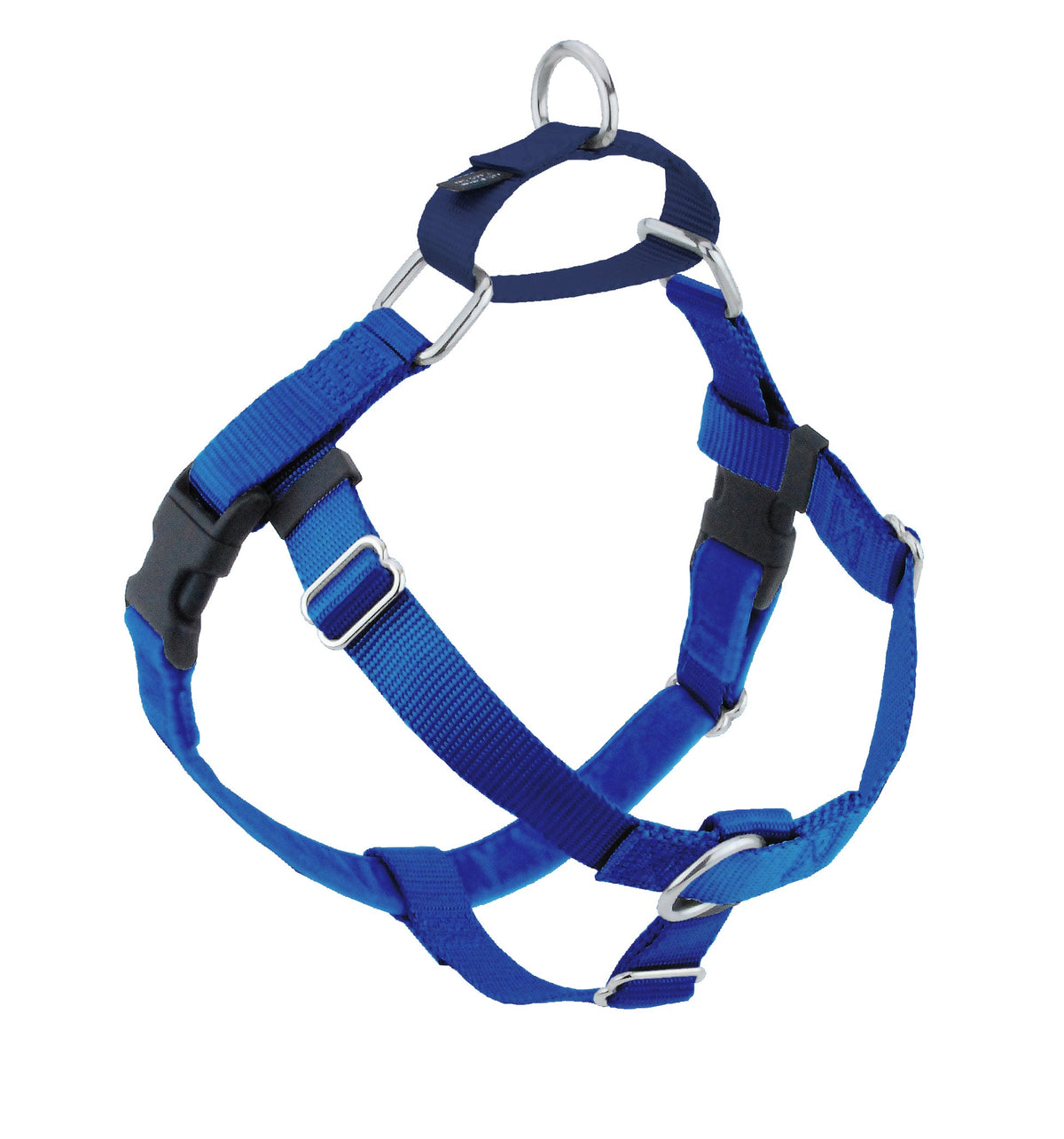 No-Pull Dog Harness in Royal Blue with Velvet-Lined Chest Strap and Dual Leash Attachment Points source image 1