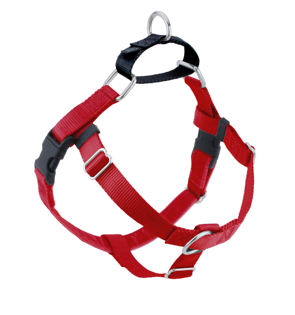 Red No-Pull Dog Harness, Velvet-Lined Chest Strap, Seven Sizes and Optional Double-Connection Leashes source image 1