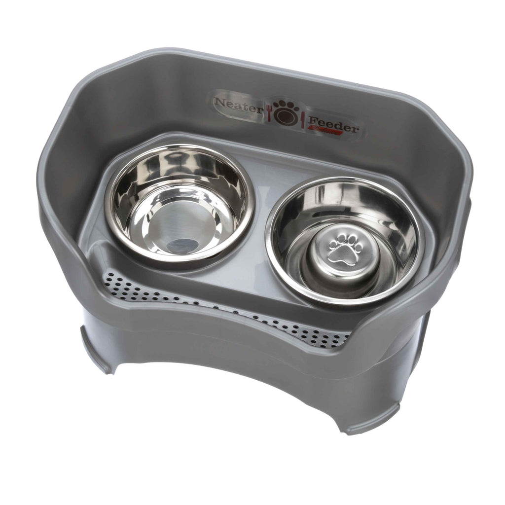 Elevated Slow Feeder Station for Dogs, Stainless Steel Bowl Set and Spill-Catching Basin in Three Sizes source image 1