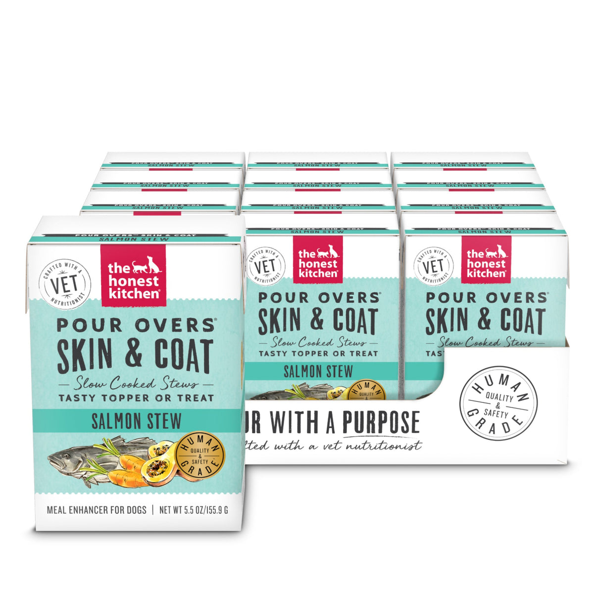 Salmon Stew Dog Food Topper for Skin and Coat Support, 12 Pack of 5.5 oz Pour-Over Cartons source image 1
