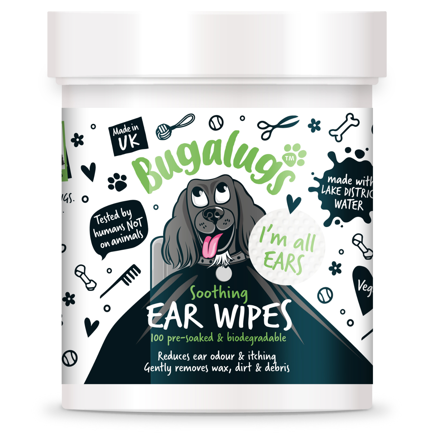 Biodegradable Dog Ear Wipes for Daily Cleaning, 100 Pre-Soaked Pads to Remove Dirt, Wax and Odor source image 1