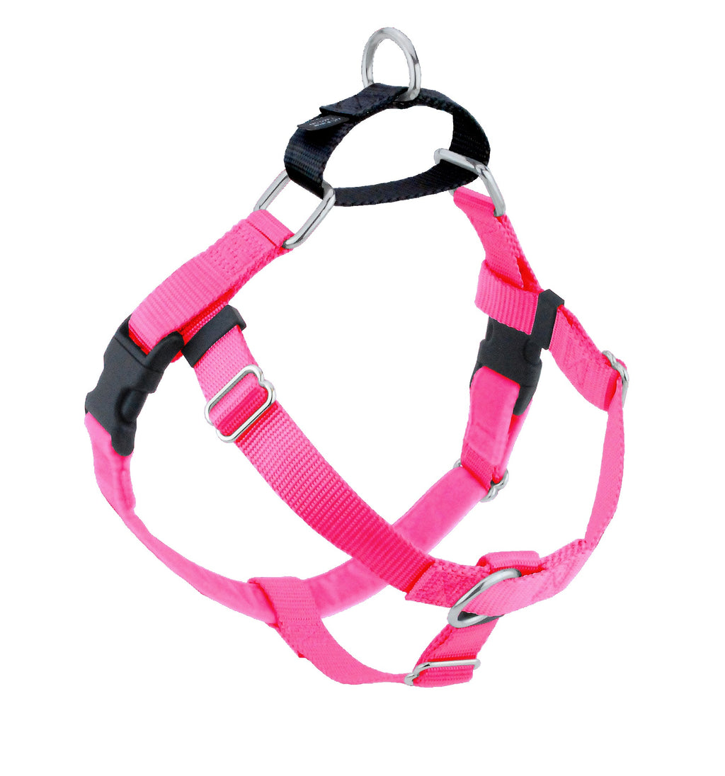 Hot Pink No-Pull Dog Harness, Velvet-Lined Chest Strap, Seven Sizes and Optional Double-Connection Leashes source image 1