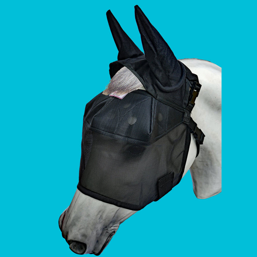 Horse Fly Mask and Ear Protection, 95% UV Eye Shield, Breakaway Clips and Five Sizes from Mini to X-Large source image 1