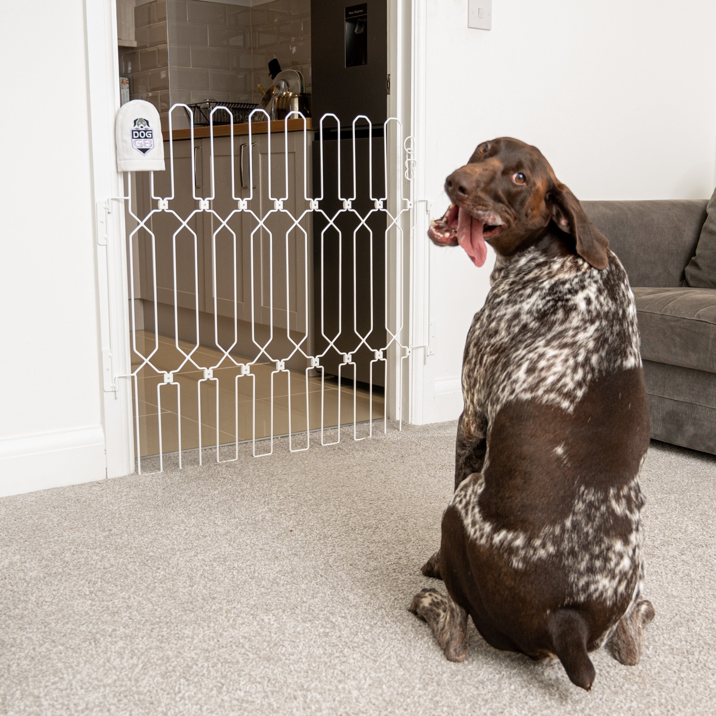 Adjustable Dog Safety Gate for Doorways and Stairs, Fold-Away Steel Design in Three Heights and Width Ranges source image 1