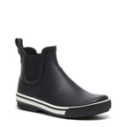 Women's Black Rubber Rain Booties for Wet Weather, Featuring Treaded Soles and Easy Pull-On Heel Loops source image 1