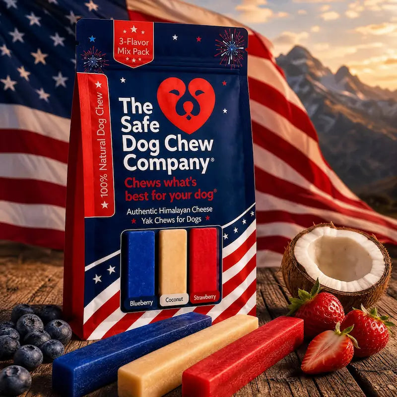 Flavored Himalayan Yak Dog Chews in Blueberry, Coconut and Strawberry, Small or Large Sizes source image 1