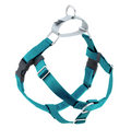 Teal No-Pull Dog Harness for Guided Walks, Front and Back Control Points with Velvet-Lined Chest Strap source image 1
