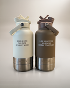 3-in-1 Dog Travel Water Bottle with 32 oz Reservoir and Two Detachable Bowls in Three Colors source image 1