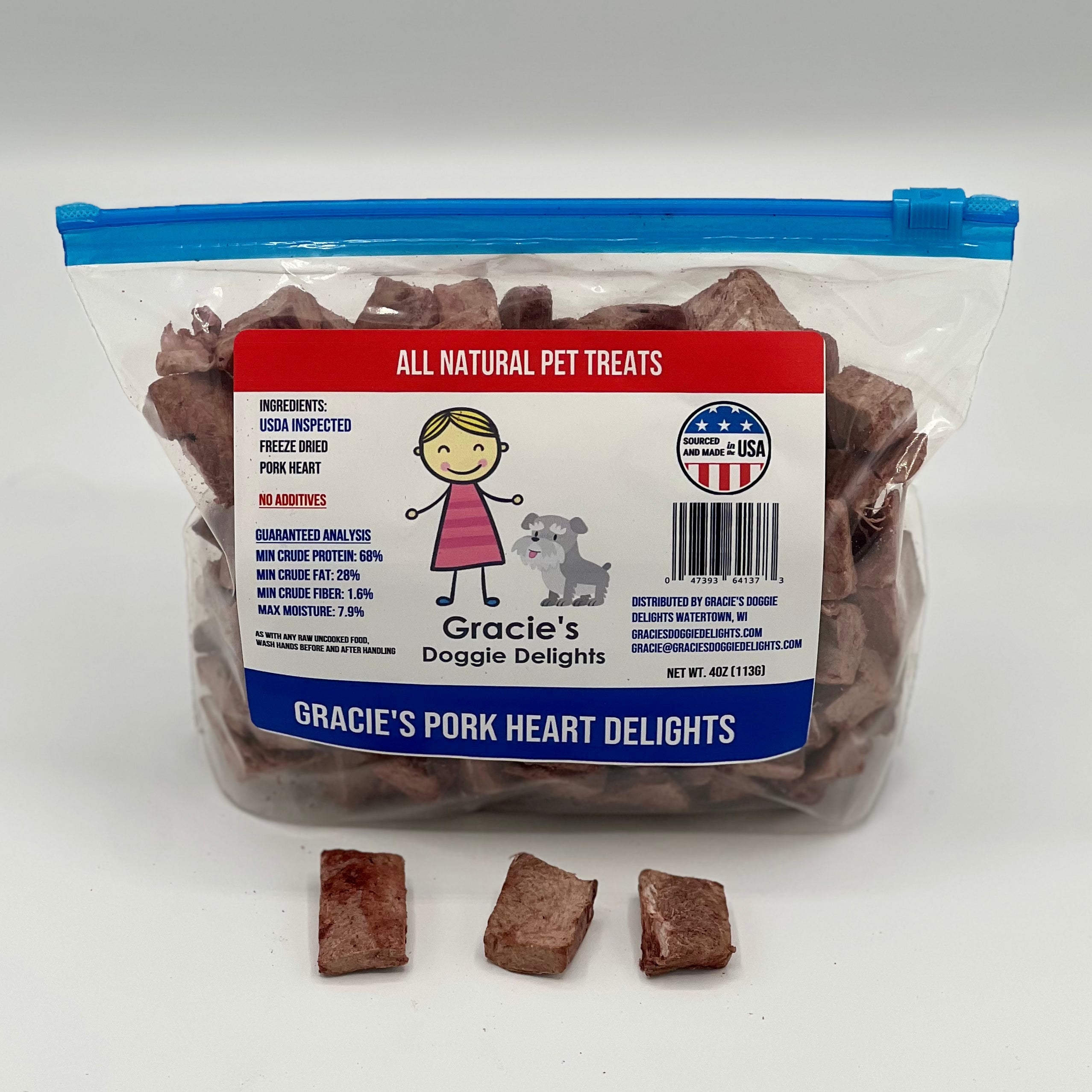 Freeze-Dried Pork Heart Dog Treats, Single-Ingredient Bites in 4 oz and 1 lb Bags for Daily Rewards source image 1