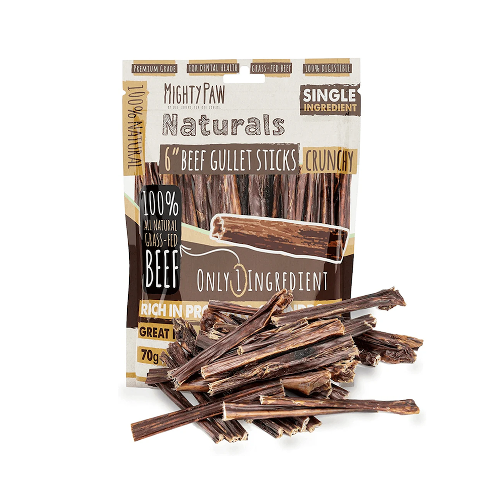 Single-Ingredient Beef Gullet Sticks for Dogs, 30-Pack Crunchy Chews for Puppies and Light Chewers source image 1