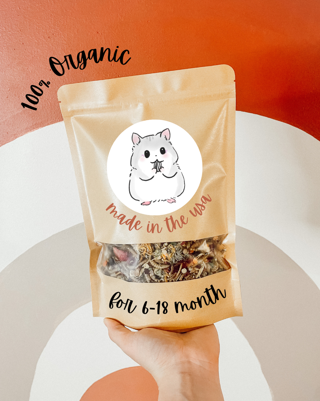 Organic Hamster and Gerbil Food Mix, 1 lb Blend of Seeds, Grains, Legumes and Tea-Grade Flowers source image 1