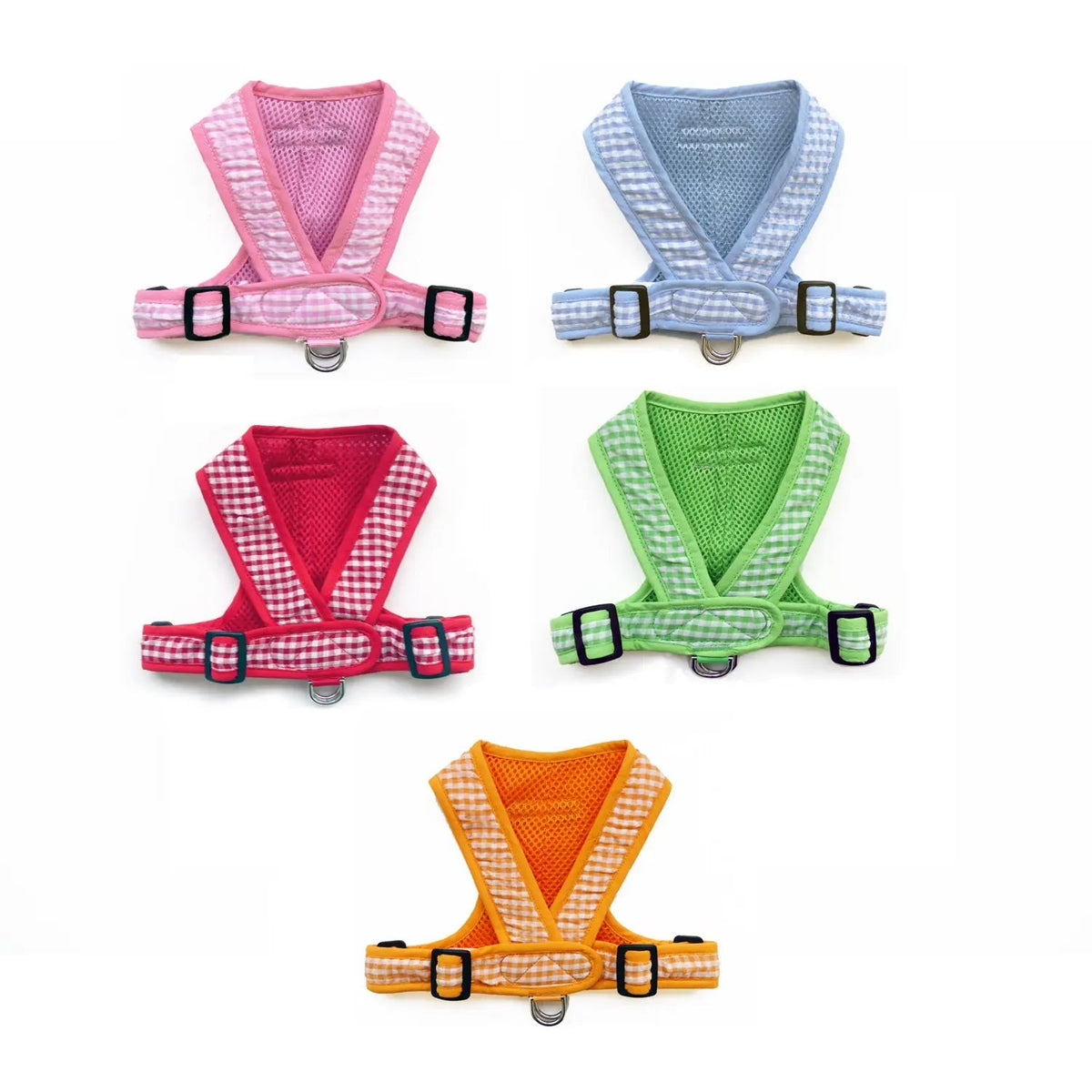 Gingham Step-In Dog Harness, Soft Adjustable Mesh Walking Vest in Five Colors for Dogs from 3 to 40 Pounds source image 1