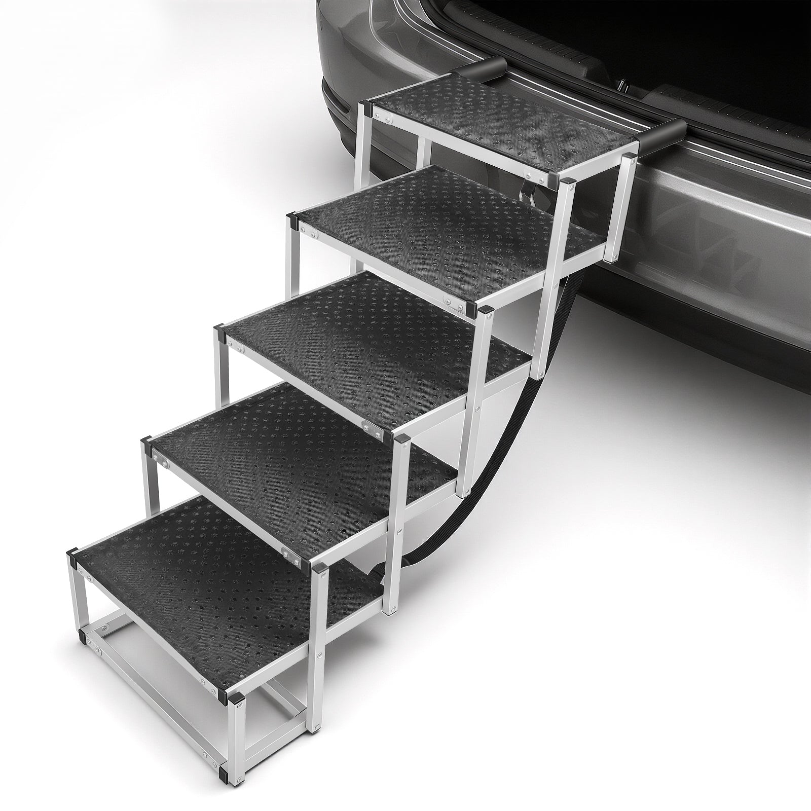 Folding Dog Stairs for SUVs, Beds and Sofas, Lightweight Aluminum Frame Rated to 230 Pounds source image 1