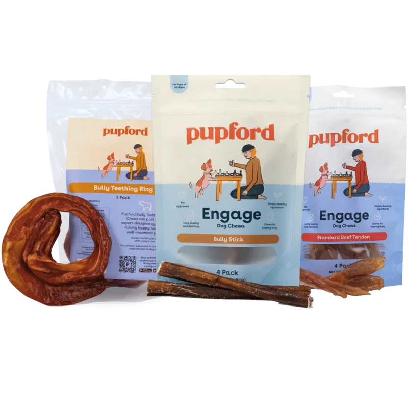 Natural Dog Chew Starter Pack, Beef Tendon and Bully Stick Variety Bundle for Supervised Chewing source image 1