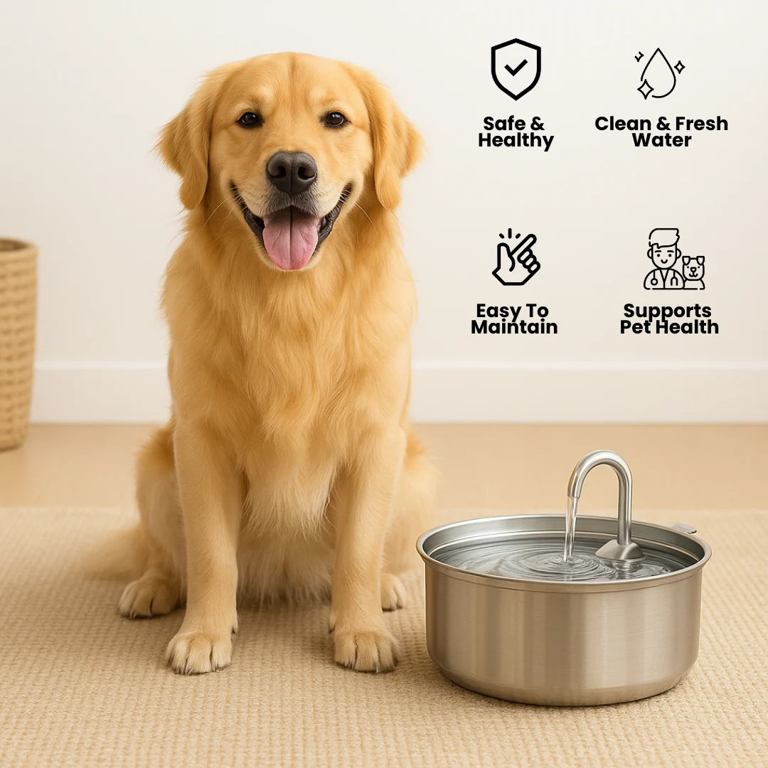 Stainless Steel Filtered Dog Water Fountain, Quiet USB-Powered Hydration Station in 3.2L and 7L Sizes source image 1