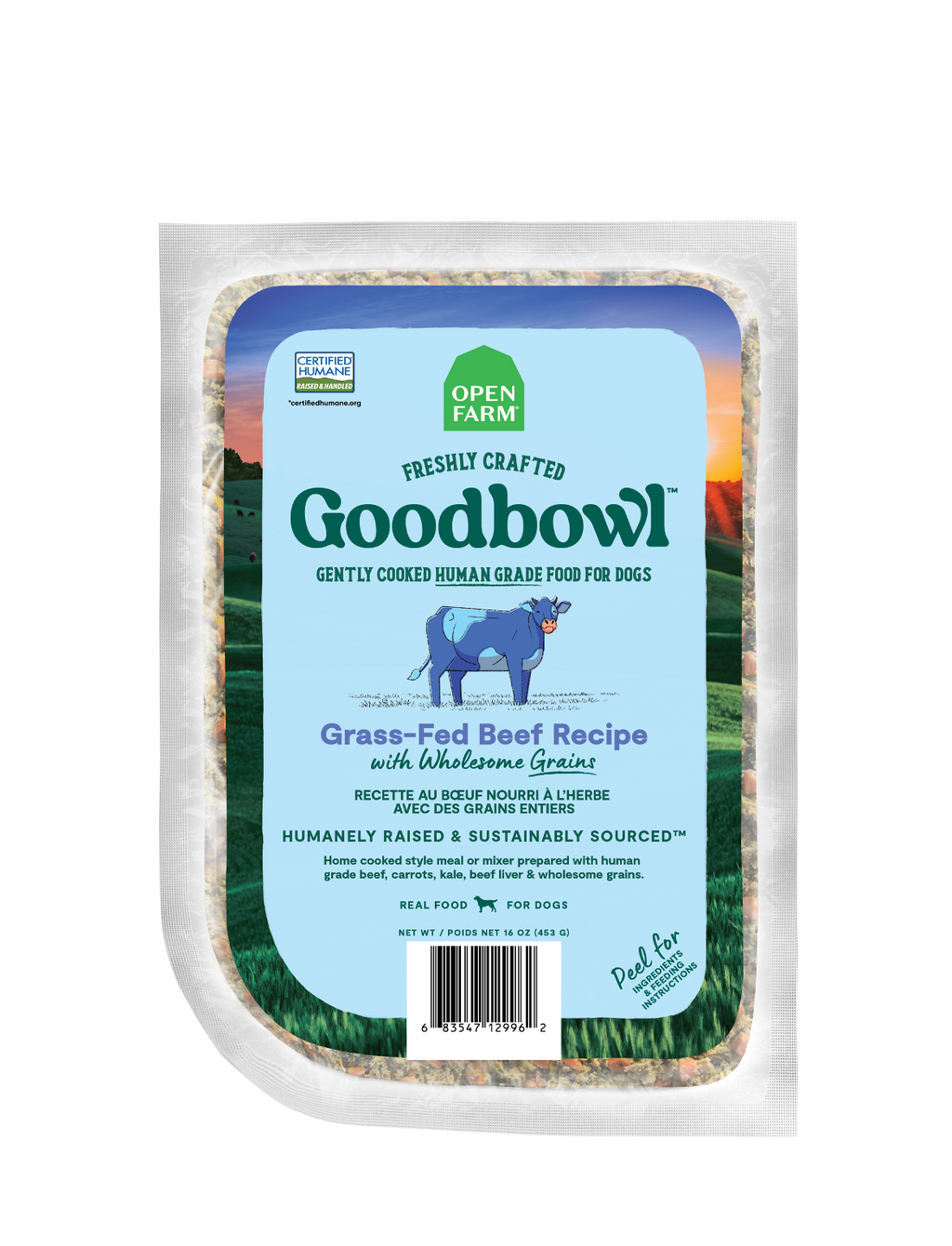 Grass-Fed Beef Fresh Dog Food, Gently Cooked Human-Grade Recipe in Frozen Thaw-and-Serve Pouches source image 1