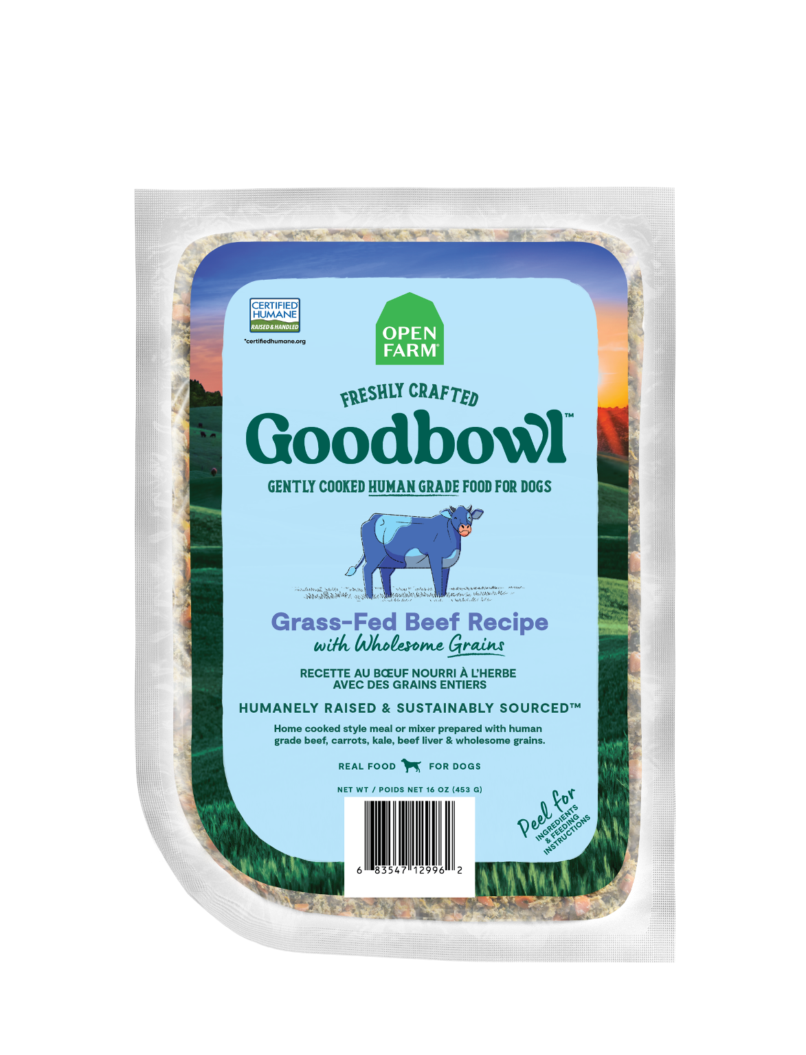 Grass-Fed Beef Fresh Dog Food, Gently Cooked Human-Grade Recipe in Frozen Thaw-and-Serve Pouches source image 1