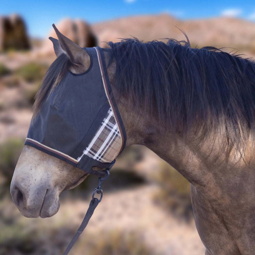 90% UV-Blocking Horse Fly Mask and Halter, Breathable Fleece-Lined Protection for Year-Round Wear source image 1