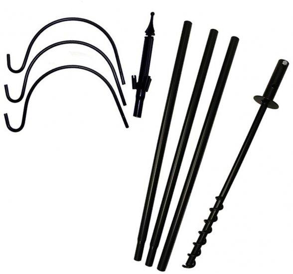 Bird Feeder Pole Set, Heavy-Duty 5-Piece Outdoor Hanger Featuring Three Arms and a Twist-In Ground Socket source image 1