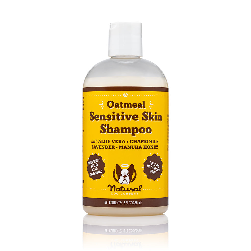 Sensitive Skin Dog Shampoo, Oatmeal and Aloe Vera Formula in a Gentle 12 oz Wash for Puppies and Adult Dogs source image 1