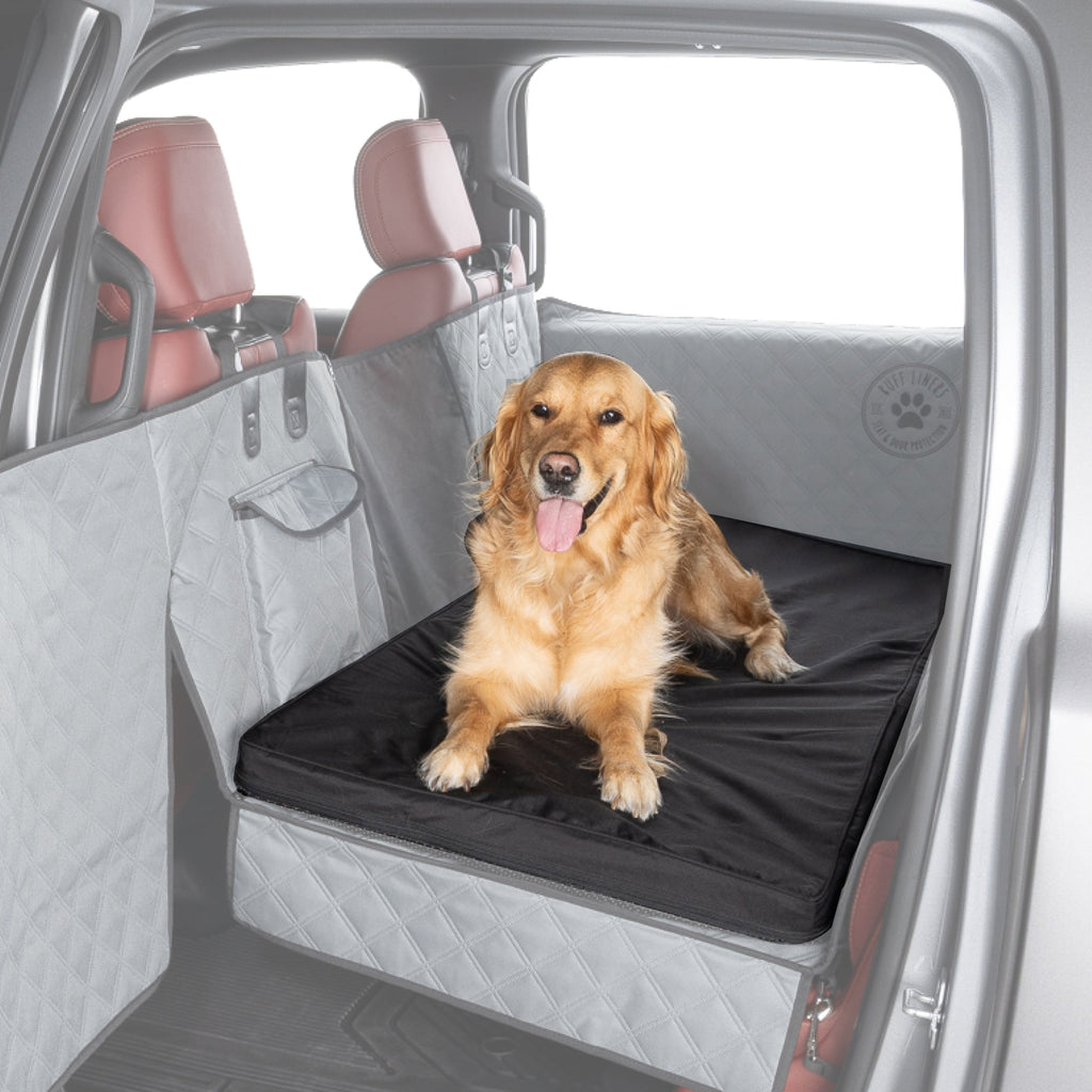 Travel Dog Bed for Cars and Trucks, Two-Inch Support Foam in Waterproof Washable Black or Gray Covers source image 1