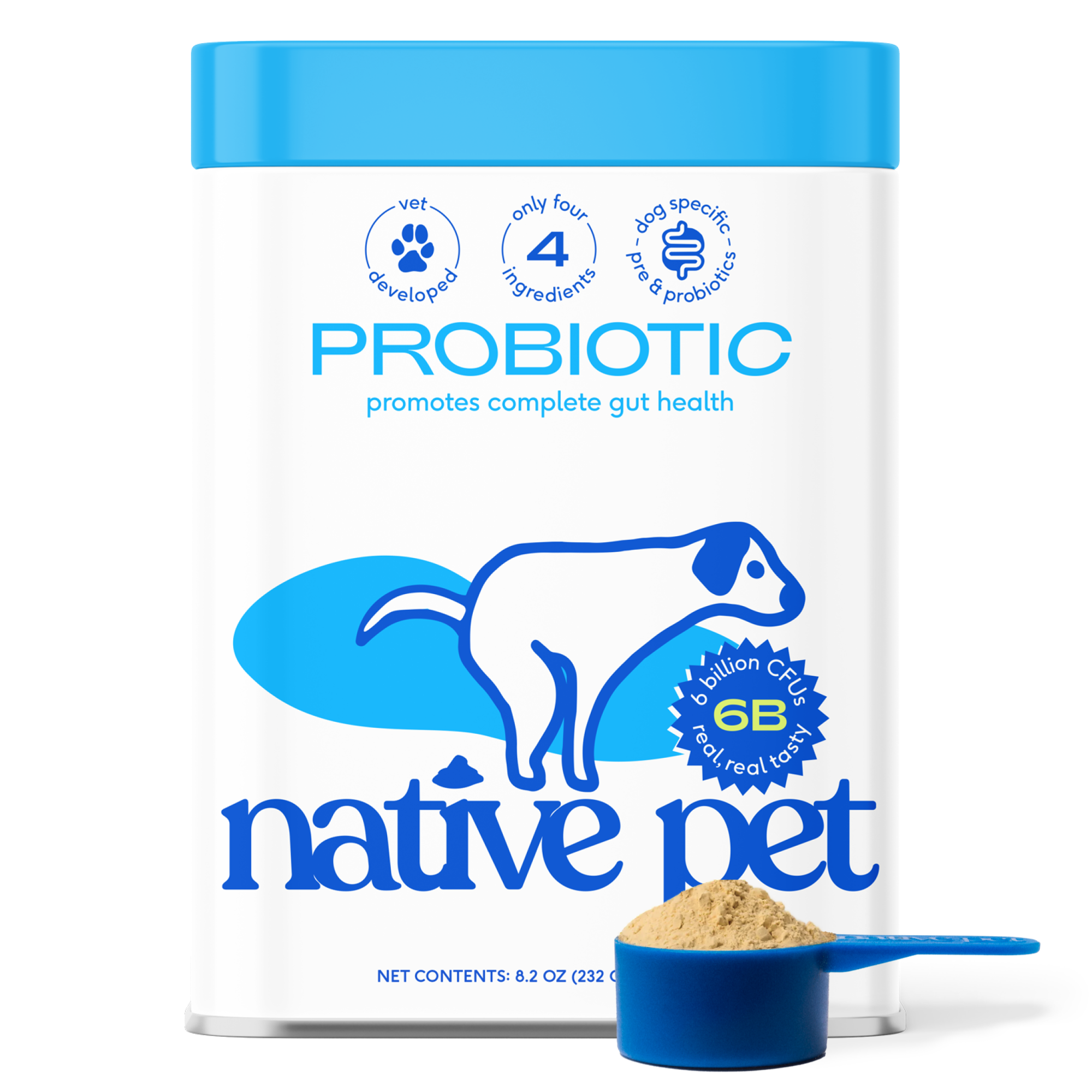 Daily Dog Probiotic Powder with Four Canine-Specific Strains and Prebiotic Fiber, 1.7 oz to 240 Scoops product image 1