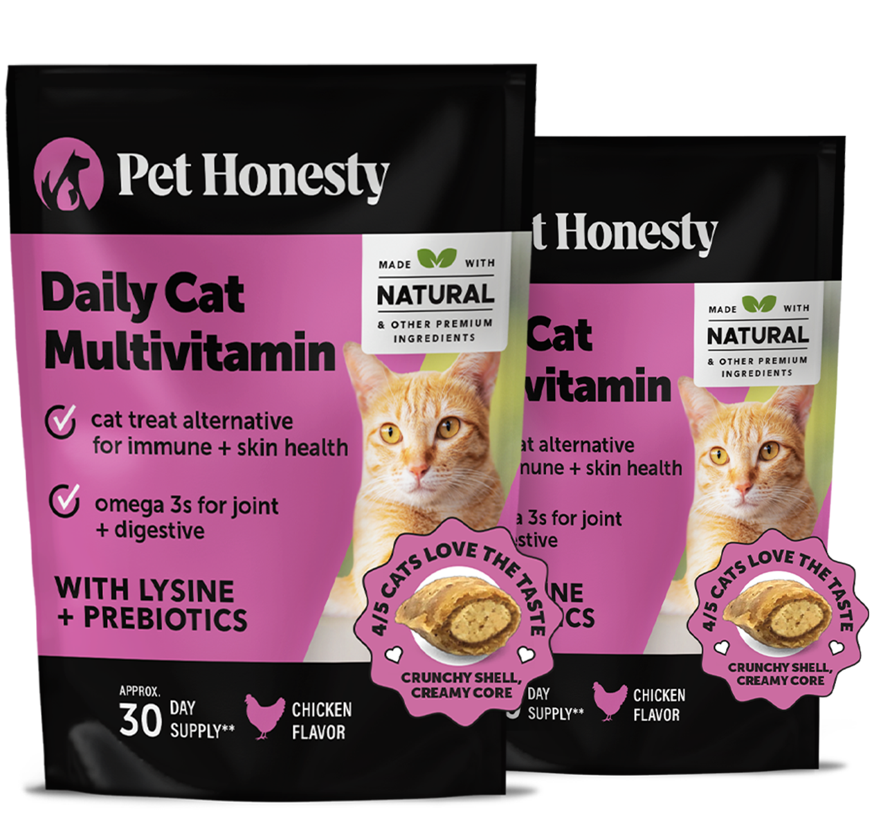 Dual Texture Cat Multivitamin Chews in Chicken Flavor Supporting Immune, Joint, Skin and Digestive Health product image 1