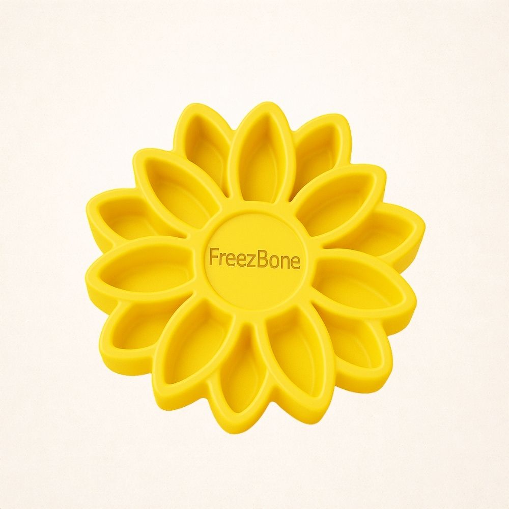 Frozen Sunflower Dog Toy for Licking and Chewing, Large Treat-Fillable Design in Three Bright Colors source image 1