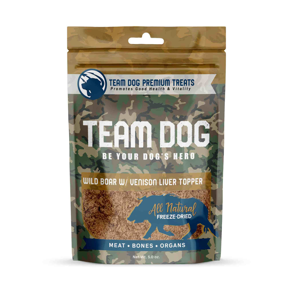 Freeze Dried Dog Food Topper, Wild Boar and Venison Liver Recipe in a 5 oz Bag for Daily Meals source image 1