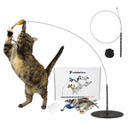 Interactive Bird Cat Toy Bundle, Weighted Base and Suction Cup Set with Five Realistic Attachments for Hunting Play source image 1