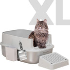Stainless Steel Cat Litter Box Light Gray