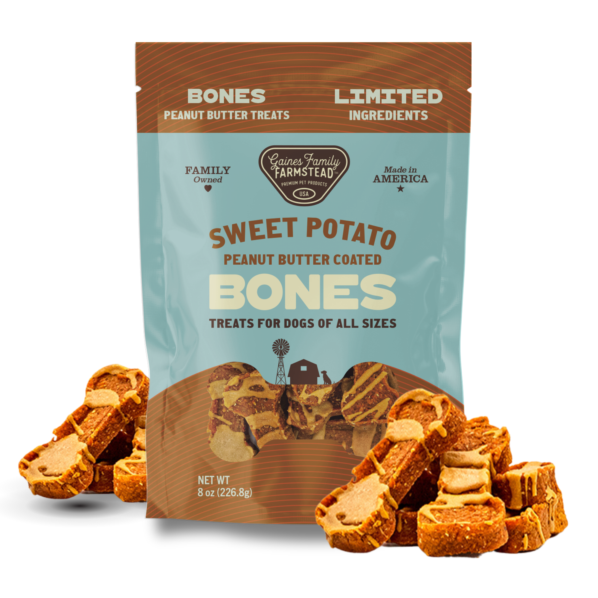Sweet Potato Peanut Butter Dog Treat Bone 8 oz
