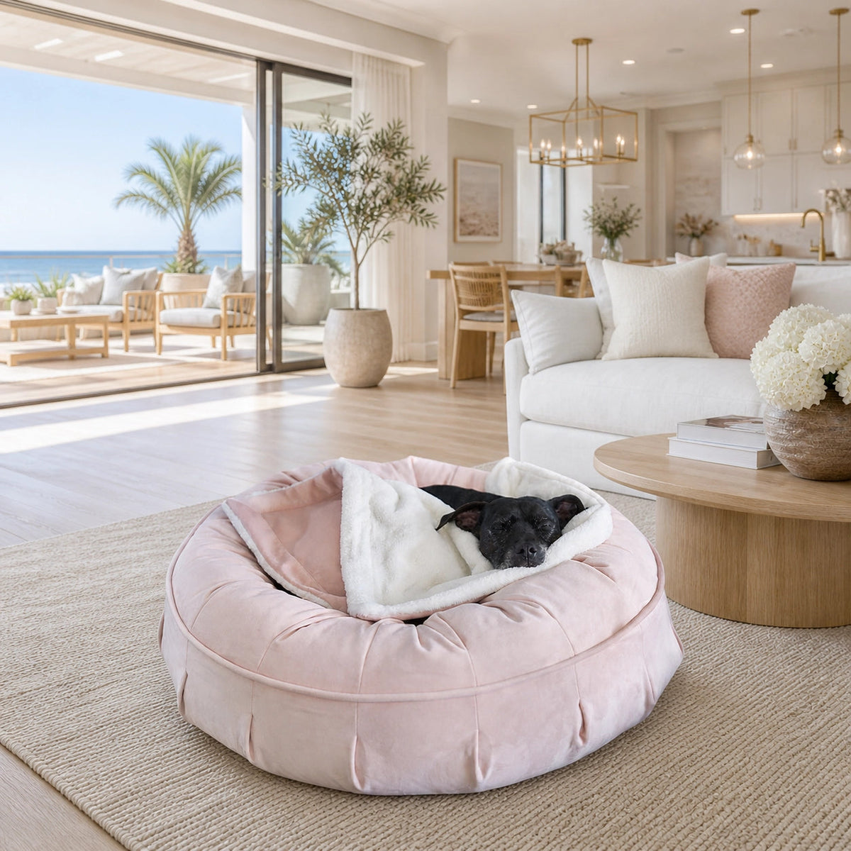 Round Orthopedic Velvet Dog Bed product image 1
